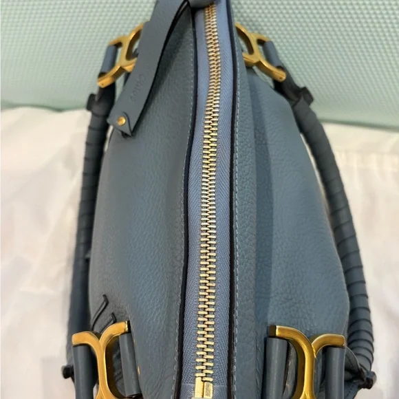 Chloe Marcie Leather Satchel Cloud Blue - Picture 6 of 13